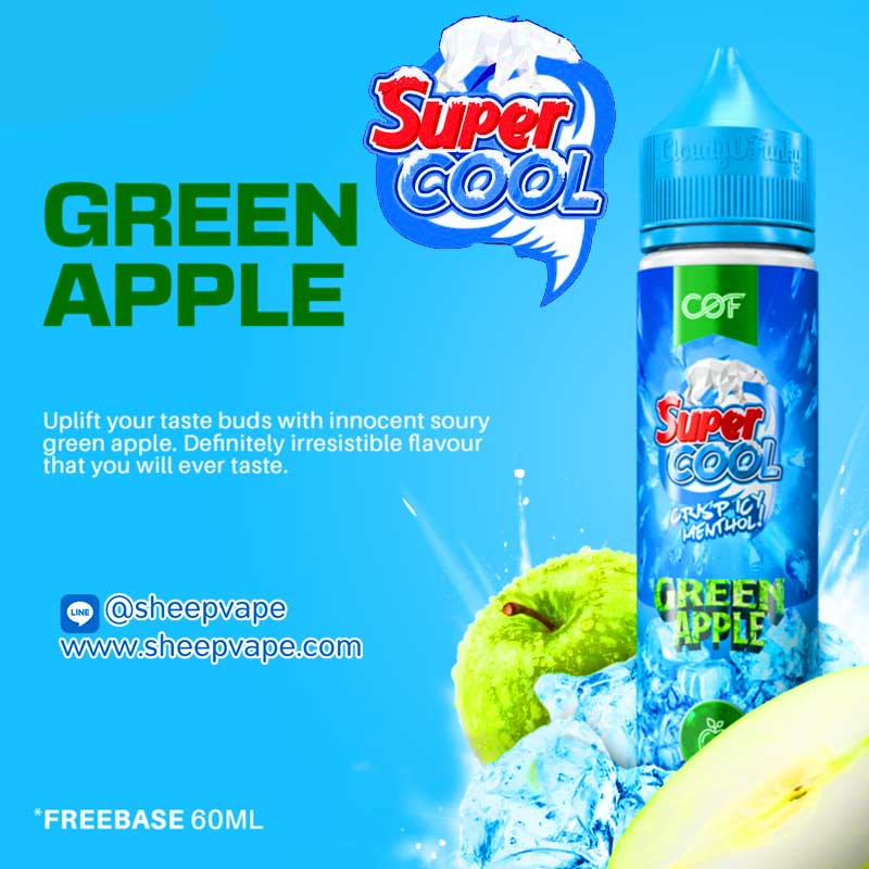 super cool green apple Super cool greenapple ซุปเปอร์คูล แอปเปิ้ลเขียว 60ml