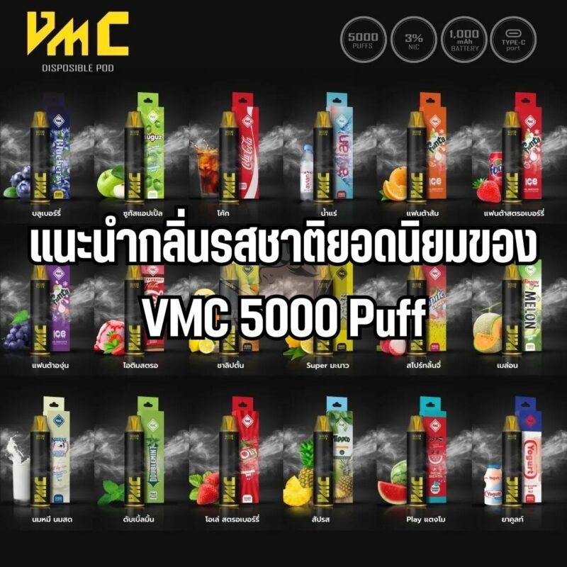 แนะนำกลิ่นรสชาติยอดนิยมของ VMC 5000 Puff